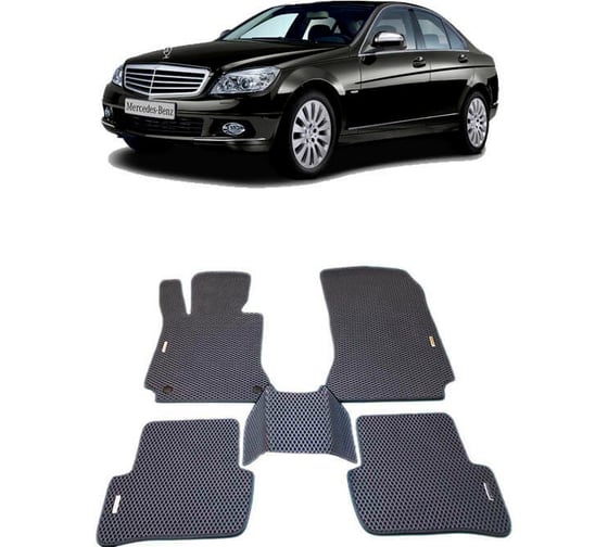 Ковры в салон автомобиля Eva Smart mercedes-benz с-класс (w204) 2006 - 2011 эва сота чёрные c серой окантовкой 1479-B5B1-S 1
