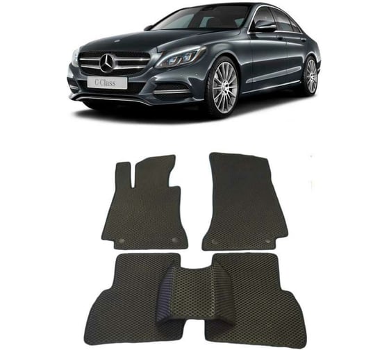 Ковры в салон автомобиля Eva Smart mercedes-benz с-класс (w205) 2014 - эва сота чёрные c черной окантовкой 1483-B5B5-S 1