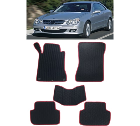 Ковры в салон автомобиля Eva Smart mercedes-benz сlk-класс ii (w209) 2002 - 2010 эва сота чёрные c синей окантовкой 2023-B5B2-S