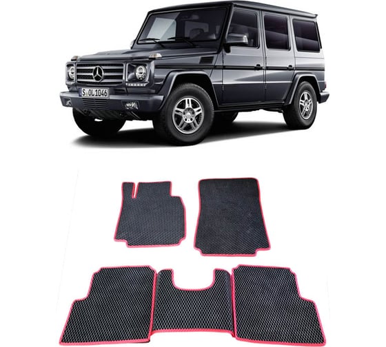 Ковры в салон автомобиля Eva Smart mercedes-benz g-класс w463 (гелендваген g350) 1989 - 2018 эва сота чёрные c красной окантовкой 1498-B5A7-S 1