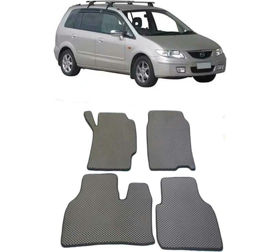 Ковры в салон автомобиля Eva Smart mazda premacy правый руль 1999 - 2004 эва сота чёрные c серой окантовкой 1463-B5B1-S 1