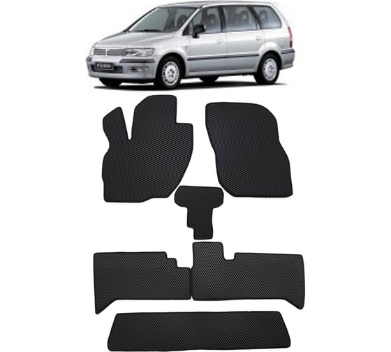 Ковры в салон автомобиля Eva Smart mitsubishi space wagon iii 1998 - 2004 эва сота чёрные c черной окантовкой 2225-B5B5-S 1