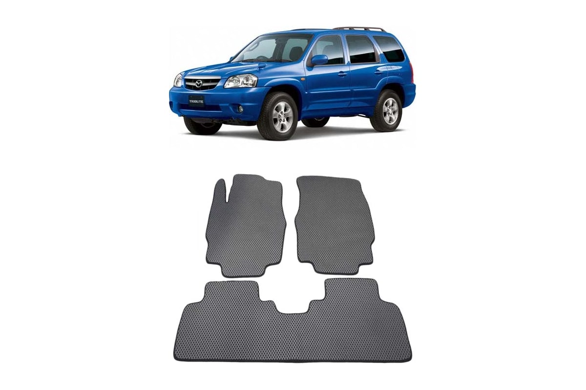 Ковры в салон автомобиля Eva Smart mazda tribute i 2000 - 2007 эва сота  коричневые c синей окантовкой 1465-A6B2-S - заказать в интернет-магазине:  цена, описание, отзывы.