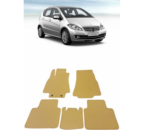Ковры в салон автомобиля Eva Smart mercedes-benz a-класс i (w169) рестайлинг 2008 - 2012 эва сота чёрные c синей окантовкой 1472-B5B2-S