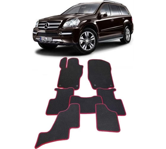 Ковры в салон автомобиля Eva Smart mercedes-benz gl-класс i (x164) 7мест 2006 - 2012 эва сота коричневые c красной окантовкой 1501-A6A7-S 1