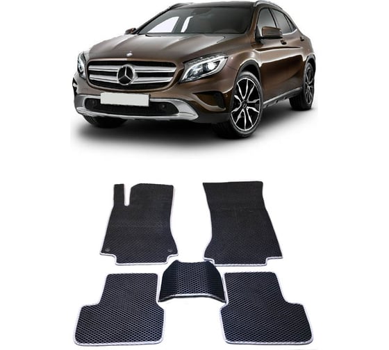 Ковры в салон автомобиля Eva Smart mercedes-benz gla-класс 200 (x156) 2014 - эва сота чёрные c красной окантовкой 1505-B5A7-S 1