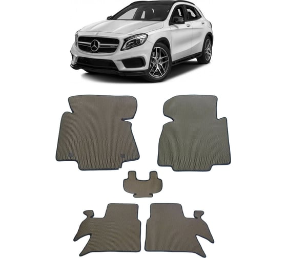 Ковры в салон автомобиля Eva Smart mercedes-benz gla-класс 200 (x156) вариант макси 3d 2014 - эва сота чёрные c черной окантовкой 2541-B5B5-S 1