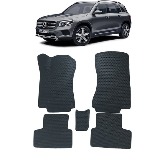 Ковры в салон автомобиля Eva Smart mercedes-benz glb-класс (x247) 2019 - эва сота чёрные c синей окантовкой 3279-B5B2-S 1