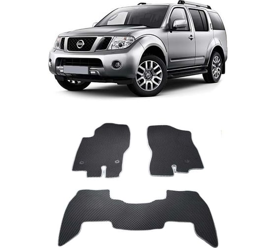 Ковры в салон автомобиля Eva Smart nissan pathfinder iii (r51) рестайлинг 5мест 2010 - 2014 эва сота чёрные c синей окантовкой 1589-B5B2-S 1
