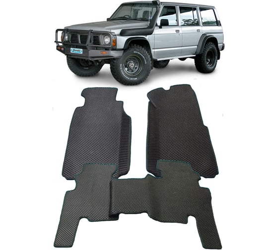 Ковры в салон автомобиля Eva Smart nissan patrol (y60) 1987 - 1997 эва сота бежевые c коричневой окантовкой 2557-A1A6-S 1