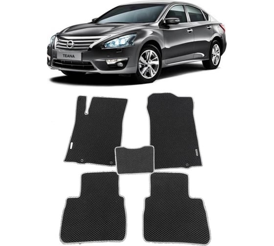 Ковры в салон автомобиля Eva Smart nissan teana l33 2014 - эва сота коричневые c красной окантовкой 1612-A6A7-S 1