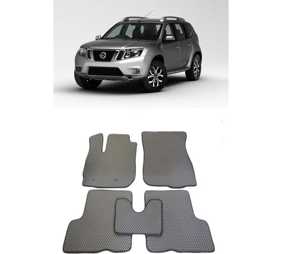 Ковры в салон автомобиля Eva Smart nissan terrano iii 2014 - эва сота бежевые c серой окантовкой 1615-A1B1-S 1