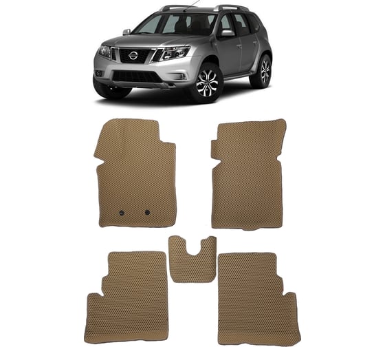 Ковры в салон автомобиля Eva Smart nissan terrano iii вариант макси 3d 2014 - эва сота бежевые c черной окантовкой 3260-A1B5-S