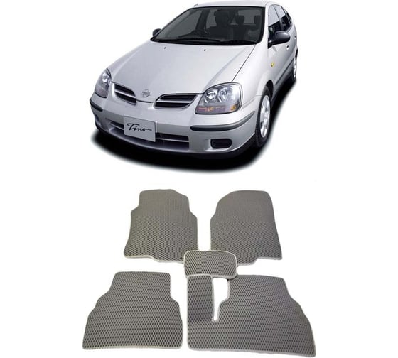 Ковры в салон автомобиля Eva Smart nissan tino правый руль 1998 - 2003 эва сота серые c серой окантовкой 2030-B1B1-S 1