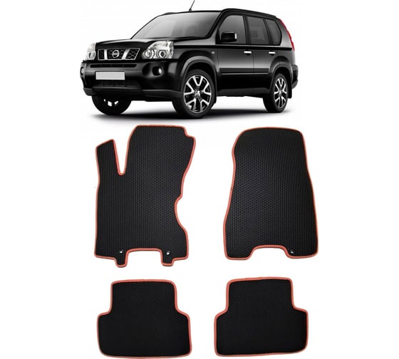 Ковры в салон автомобиля Eva Smart nissan x-trail (t31) 2007 - 2015 эва сота чёрные c красной окантовкой 1620-B5A7-S 1