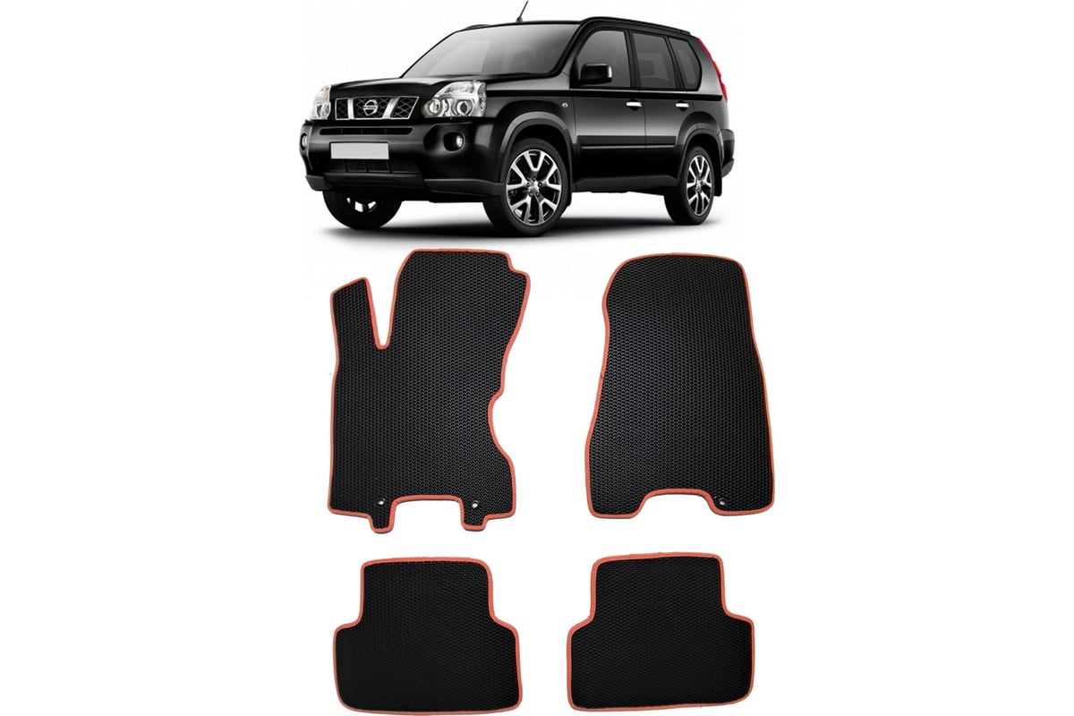 Ковры в салон автомобиля Eva Smart nissan x-trail (t31) 2007 - 2015 эва  сота коричневые c синей окантовкой 1620-A6B2-S - заказать в  интернет-магазине: цена, описание, отзывы.