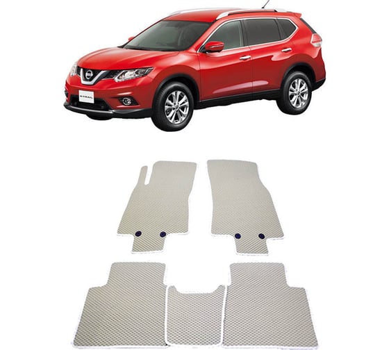 Ковры в салон автомобиля Eva Smart nissan x-trail (t32) 2013 - эва сота коричневые c синей окантовкой 1622-A6B2-S
