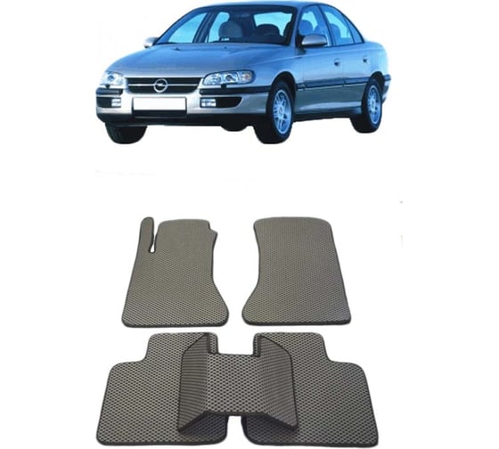 Ковры в салон автомобиля Eva Smart opel omega b 1994 - 1999 эва сота чёрные c черной окантовкой 2085-B5B5-S