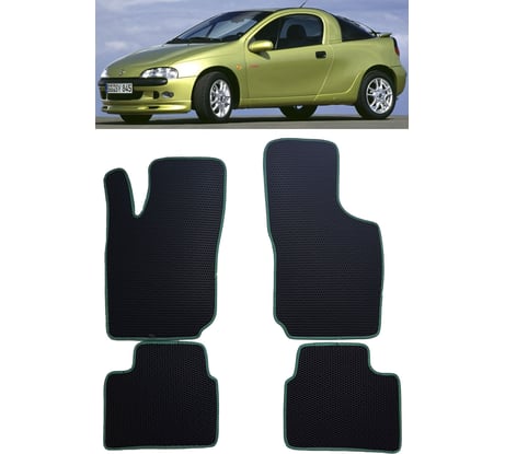 Ковры в салон автомобиля Eva Smart opel tigra купе 1994 - 2001 эва сота чёрные c синей окантовкой 1990-B5B2-S