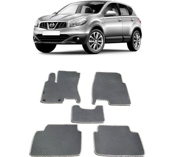 Ковры в салон автомобиля Eva Smart nissan qashqai j10 2007 - 2014 эва сота чёрные c черной окантовкой 1604-B5B5-S