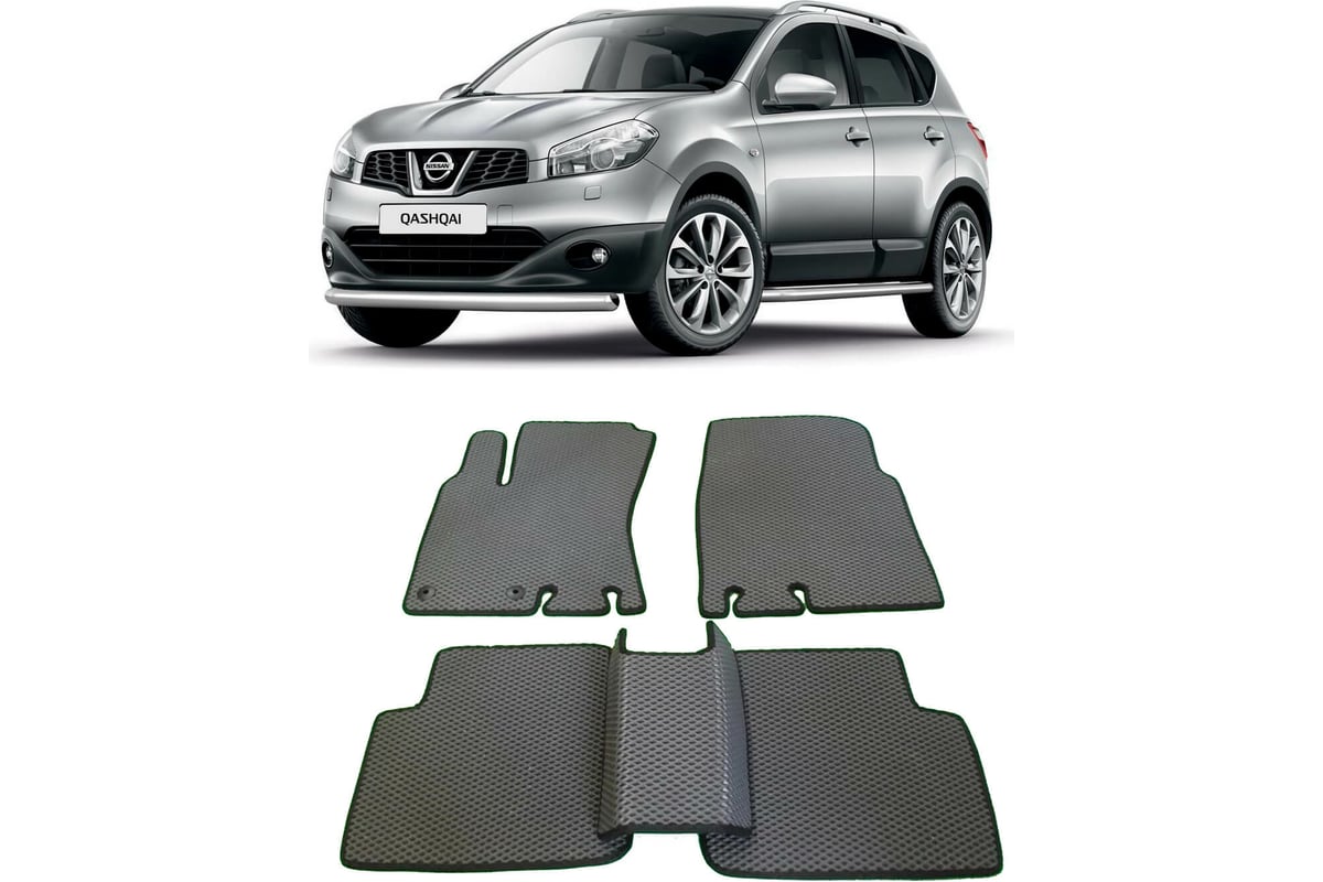 Ковры в салон автомобиля Eva Smart nissan qashqai j10 +2 2007 - 2014 эва  сота чёрные c черной окантовкой 1606-B5B5-S - заказать в интернет-магазине:  цена, описание, отзывы.