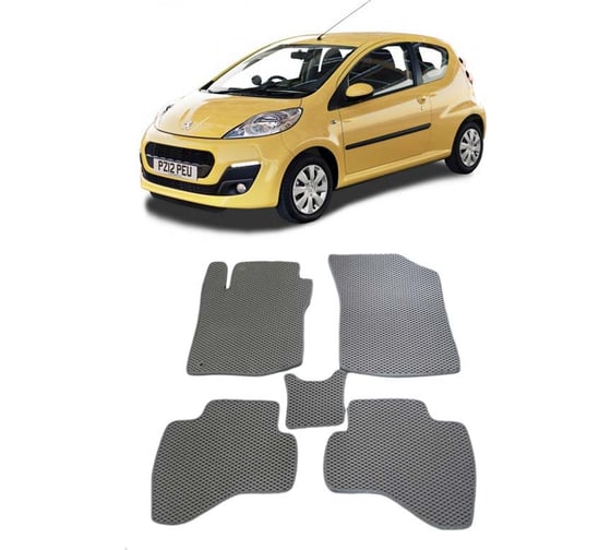 Ковры в салон автомобиля Eva Smart peugeot 107 2005 - 2014 эва сота бежевые c серой окантовкой 2324-A1B1-S