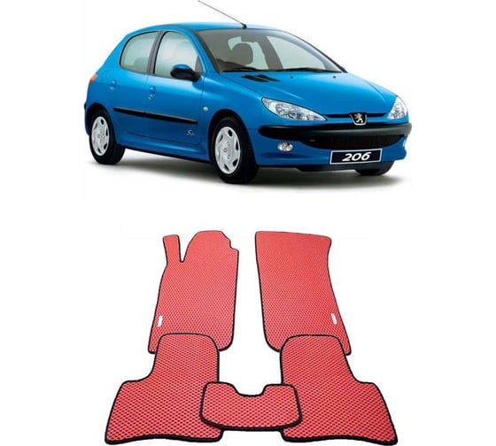 Ковры в салон автомобиля Eva Smart peugeot 206 1998 - 2012 эва сота бежевые c коричневой окантовкой 1653-A1A6-S