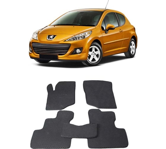 Ковры в салон автомобиля Eva Smart peugeot 207 2006 - 2013 эва сота серые c коричневой окантовкой 1654-B1A6-S 1