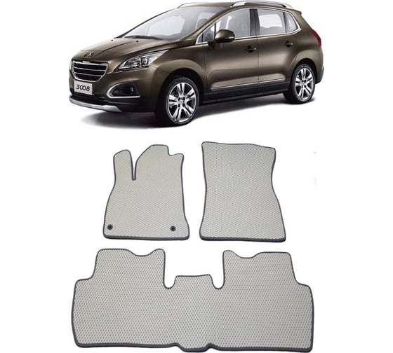 Ковры в салон автомобиля Eva Smart peugeot 3008 i 2009 - 2016 эва сота серые c серой окантовкой 1659-B1B1-S