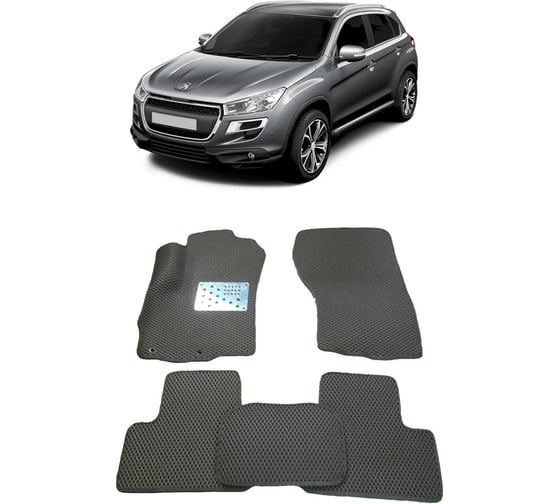 Ковры в салон автомобиля Eva Smart peugeot 4008 2012 - 2017 эва сота чёрные c черной окантовкой 1664-B5B5-S 1