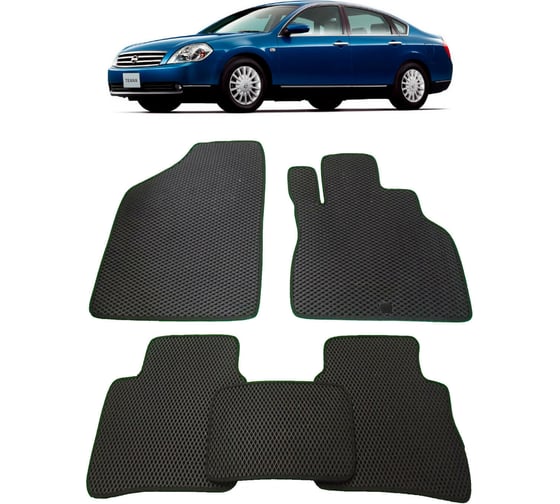 Ковры в салон автомобиля Eva Smart nissan teana i правый руль 2003 - 2008 эва сота бежевые c синей окантовкой 1610-A1B2-S 1