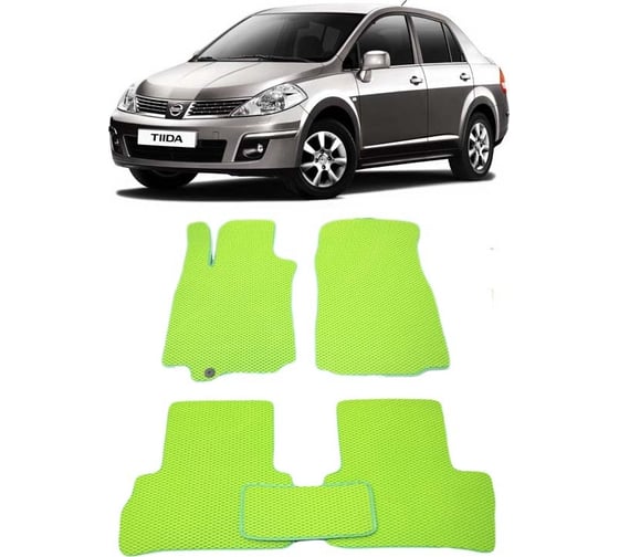 Ковры в салон автомобиля Eva Smart nissan tiida i правый руль 2004 - 2014 эва сота бежевые c красной окантовкой 1617-A1A7-S