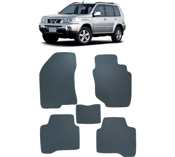 Ковры в салон автомобиля Eva Smart nissan x-trail (t30) правый руль 2001 - 2007 эва сота бежевые c красной окантовкой 2274-A1A7-S 1
