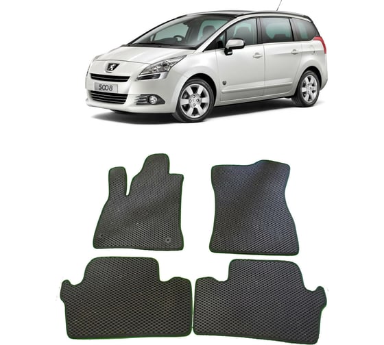 Ковры в салон автомобиля Eva Smart peugeot 5008 i 2009 - 2016 эва сота коричневые c синей окантовкой 1667-A6B2-S 1