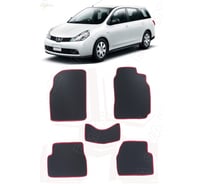 Ковры в салон автомобиля Eva Smart nissan wingroad iii (y12) правый руль 2005 - 2018 эва сота коричневые c синей окантовкой 2874-A6B2-S