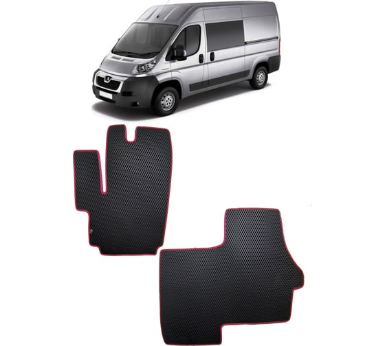 Ковры в салон автомобиля Eva Smart peugeot boxer 2006 - 2015 эва сота серые c красной окантовкой 2210-B1A7-S 1