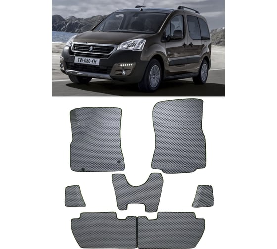 Ковры в салон автомобиля Eva Smart peugeot partner ii рестайлинг 2 2015 - эва сота чёрные c черной окантовкой 3346-B5B5-S 1