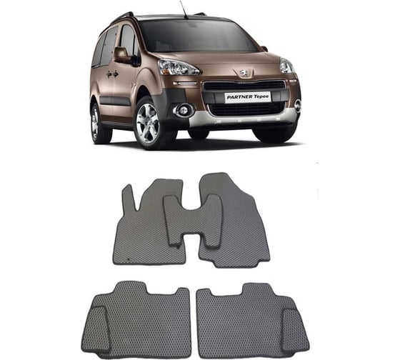 Ковры в салон автомобиля Eva Smart peugeot partner tepee ll 2008 - 2012 эва сота чёрные c синей окантовкой 2072-B5B2-S 1