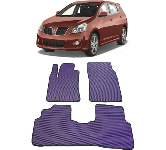 Ковры в салон автомобиля Eva Smart pontiac vibe ii 2008 - 2011 эва сота бежевые c коричневой окантовкой 1674-A1A6-S