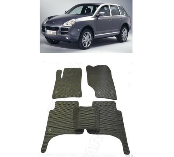 Ковры в салон автомобиля Eva Smart porsche cayenne i (955) 2003 - 2007 эва сота коричневые c черной окантовкой 1678-A6B5-S 1