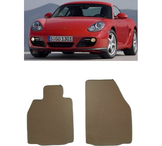 Ковры в салон автомобиля Eva Smart porsche cayman i (987c) рестайлинг 2009 - 2012 эва сота серые c бежевой окантовкой 3519-B1A1-S 1