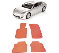 Ковры в салон автомобиля Eva Smart porsche panamera 2013 - 2016 эва сота чёрные c коричневой окантовкой 2086-B5A6-S