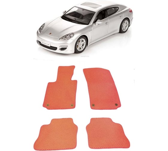 Ковры в салон автомобиля Eva Smart porsche panamera 2013 - 2016 эва сота серые c коричневой окантовкой 2086-B1A6-S 1