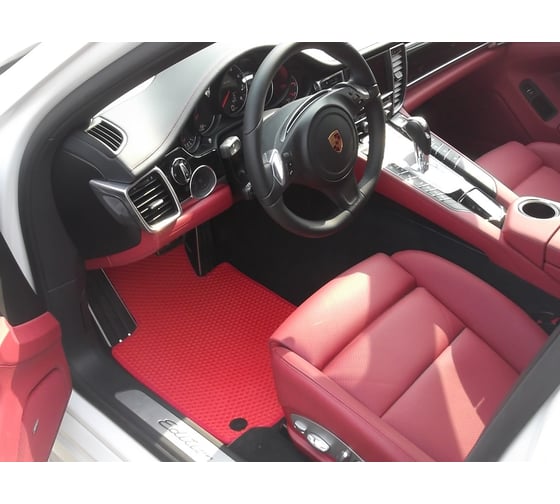 Ковры в салон автомобиля Eva Smart porsche panamera 2013 - 2016 эва сота коричневые c серой окантовкой 2086-A6B1-S