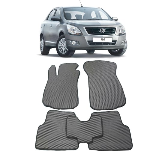 Ковры в салон автомобиля Eva Smart ravon r4 2016 - эва сота коричневые c красной окантовкой 2432-A6A7-S 1