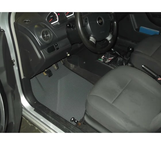 Ковры в салон автомобиля Eva Smart ravon nexia r3 2015 - эва сота чёрные c серой окантовкой 2786-B5B1-S