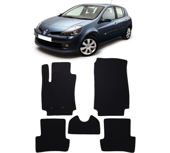 Ковры в салон автомобиля Eva Smart renault clio iii 2005 - 2009 эва сота коричневые c серой окантовкой 2054-A6B1-S 1