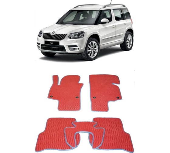 Ковры в салон автомобиля Eva Smart skoda yeti 2009 - 2018 эва сота коричневые c коричневой окантовкой 1733-A6A6-S