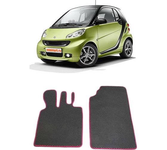 Ковры в салон автомобиля Eva Smart smart fortwo ii (451) 2007 - 2015 эва сота чёрные c синей окантовкой 1739-B5B2-S 1