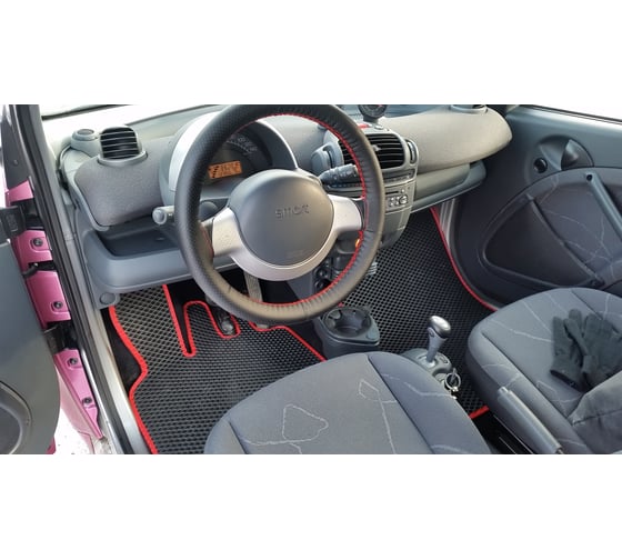Ковры в салон автомобиля Eva Smart smart fortwo ii (451) 2007 - 2015 эва сота серые c коричневой окантовкой 1739-B1A6-S